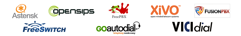 Logos Asterisk Freeswitch FreePBX XIVO FusionPBX Goautodial Vicidial OpensipsCP CDRTOOLS